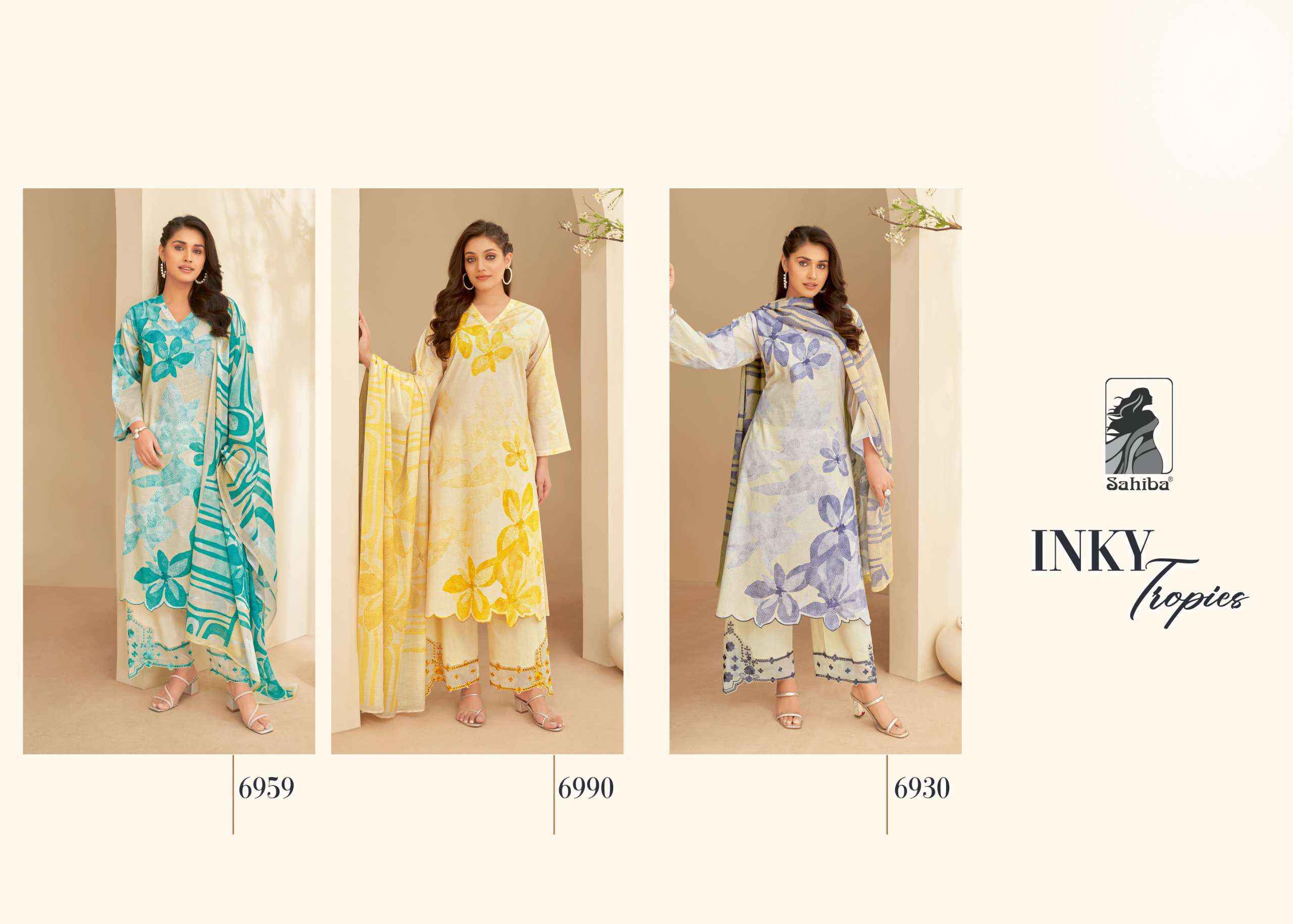 Sahiba Inky Tropies Vol 2 Palazzo Style Casula Wear Suit Catalog ( 3 pcs catalog )