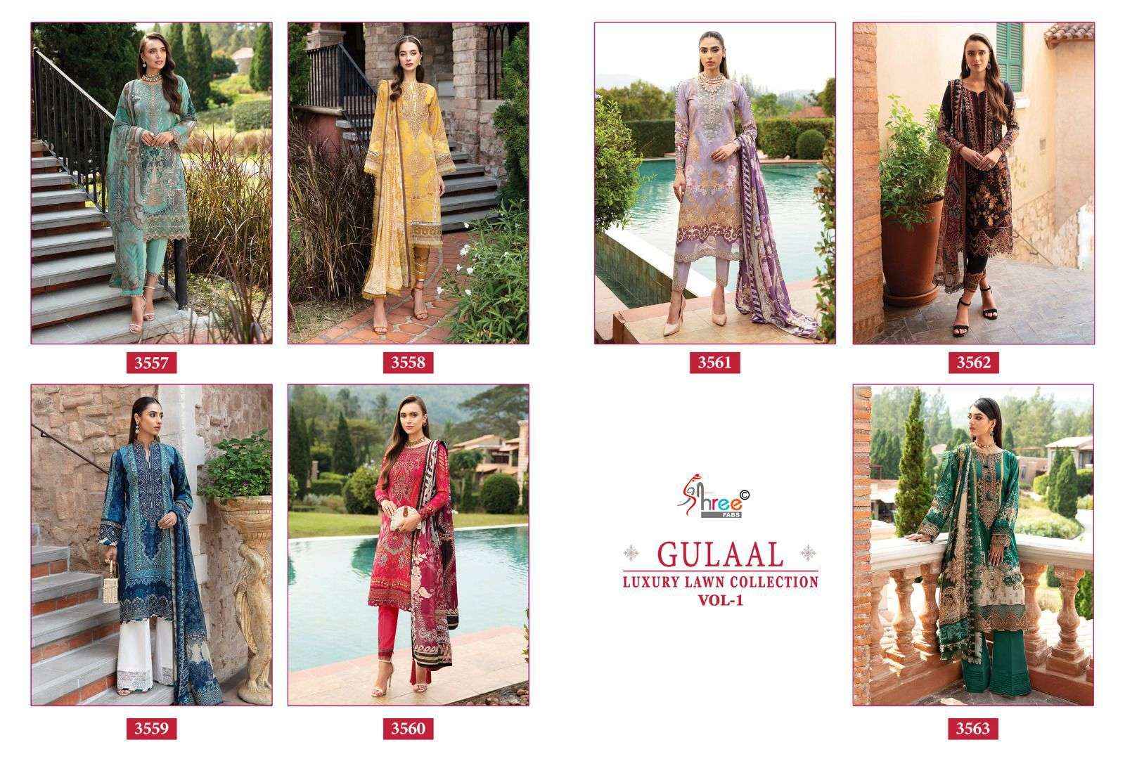 Shree Fabs Gulaal Luxury Lawn Collection Vol 1 Pakistani Suits ( 7 Pcs Catalog )