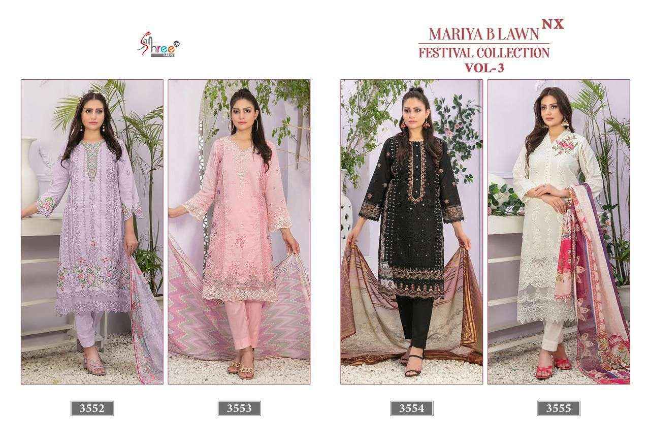 Shree Fabs Mariya B Lawn Festival Collection Vol 3 Nx Cotton Pakistani Dress Suppliers (4 pcs catalog )