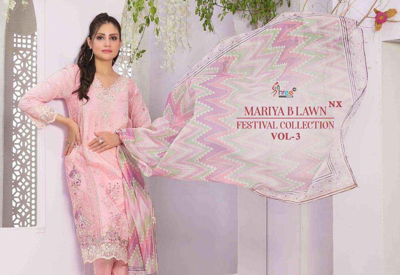 Shree Fabs Mariya B Lawn Festival Collection Vol 3 Nx Cotton Pakistani Dress Suppliers (4 pcs catalog )