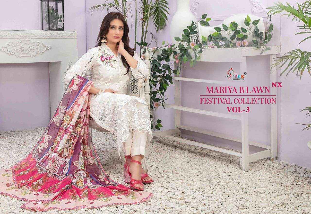 Shree Fabs Mariya B Lawn Festival Collection Vol 3 Nx Cotton Pakistani Dress Suppliers (4 pcs catalog )