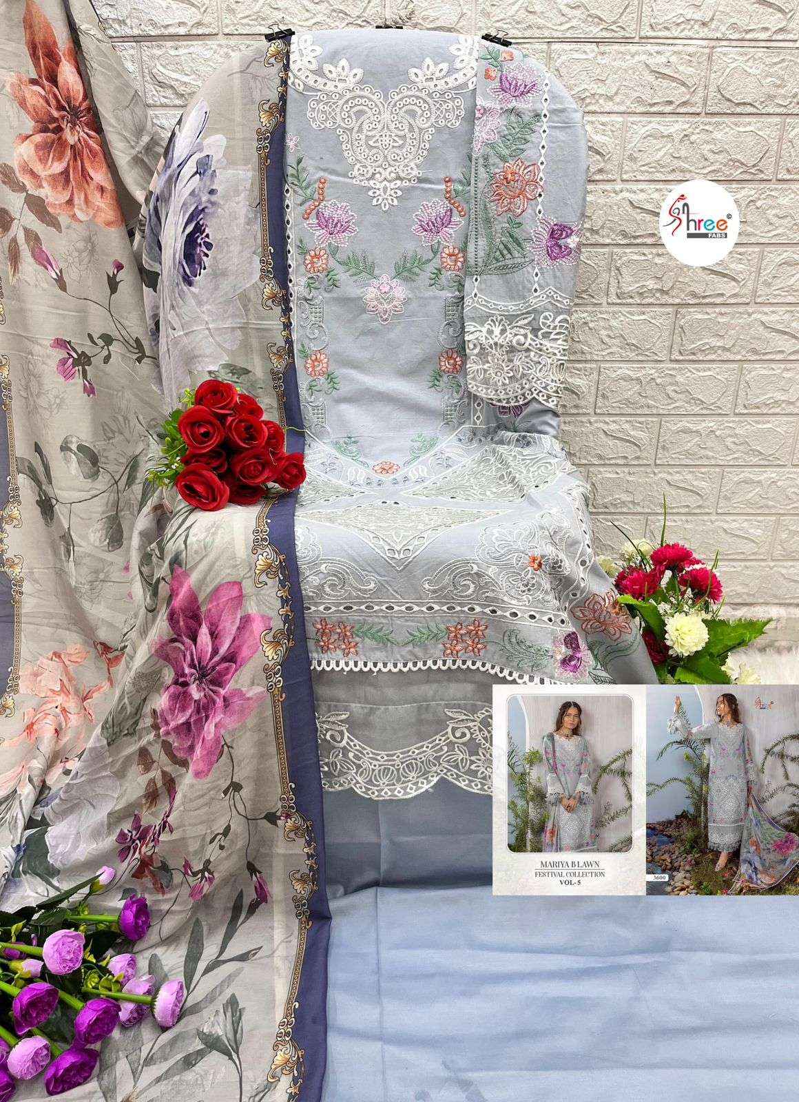 SHREE FABS MARIYA B LAWN FESTIVAL COLLECTION VOL 5 PAKISTANI SUITS