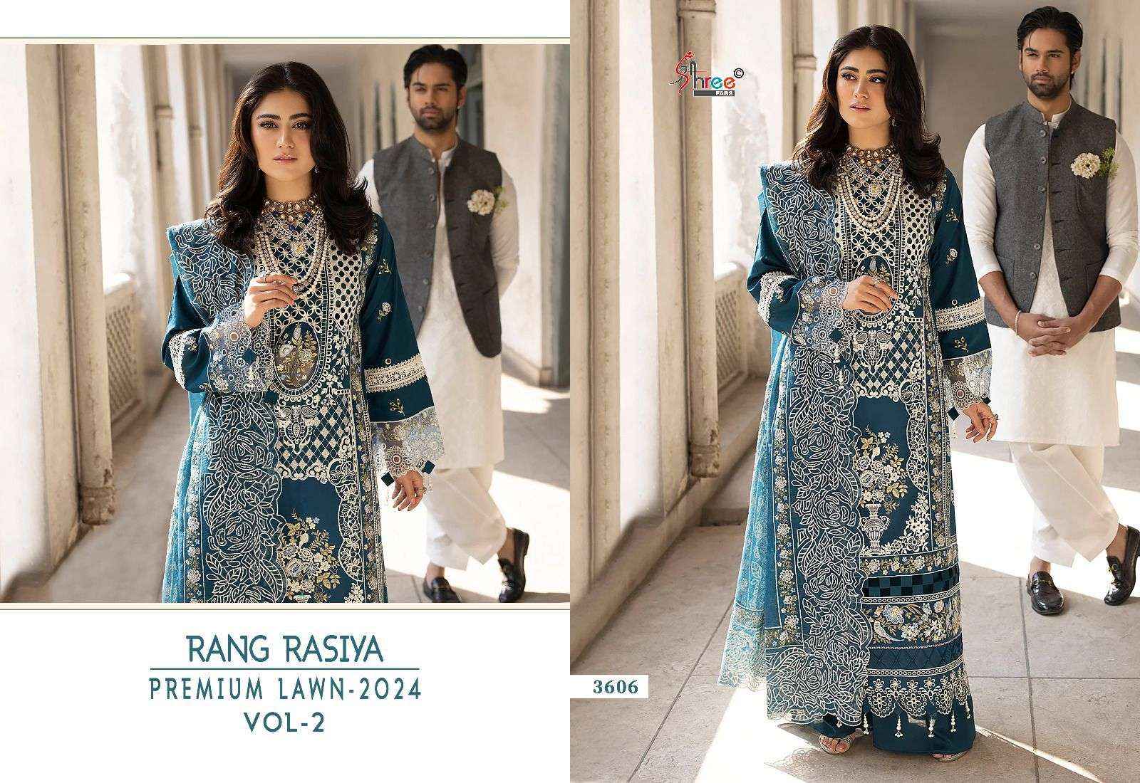 SHREE FABS RANG RASIYA PREMIUM LAWN 24 VOL 2 DESIGNER SUITS ( 6 PCS CATALOG ) COTTON DUPATTA