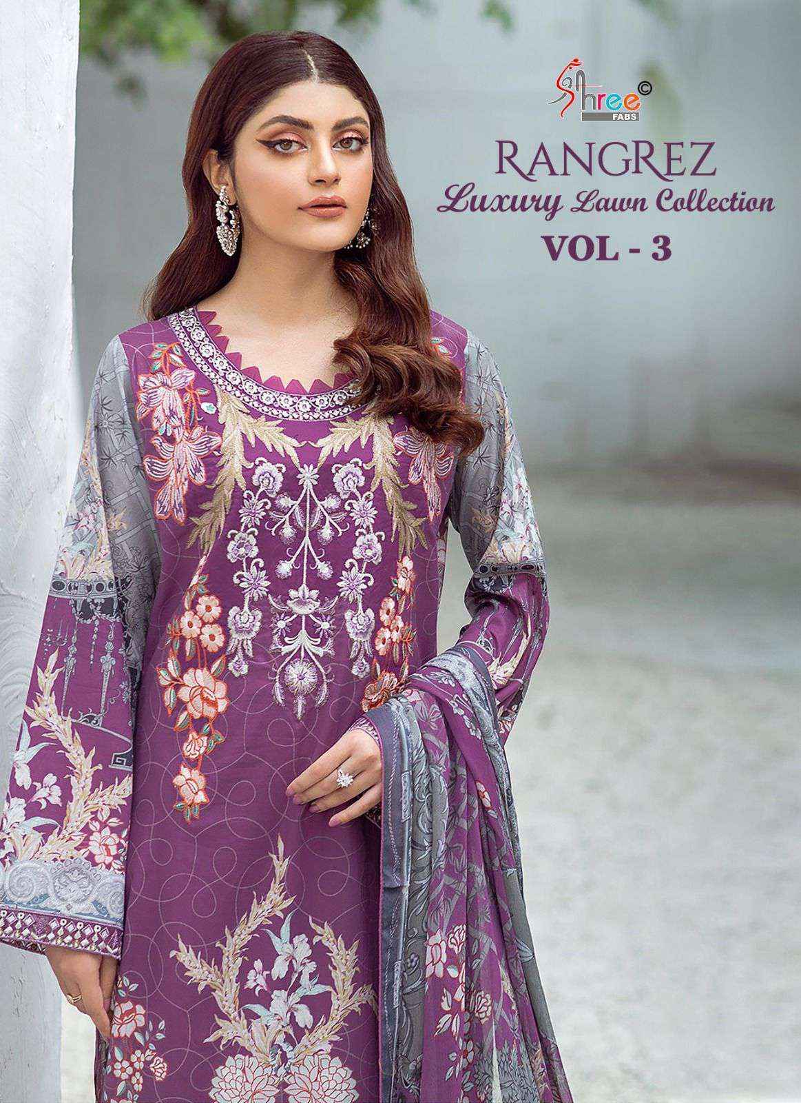 Shree Fabs Rangrez Luxury Lawn Collection Vol 3 Cotton Pakistani Suit Dealers (4 pcs catalog )