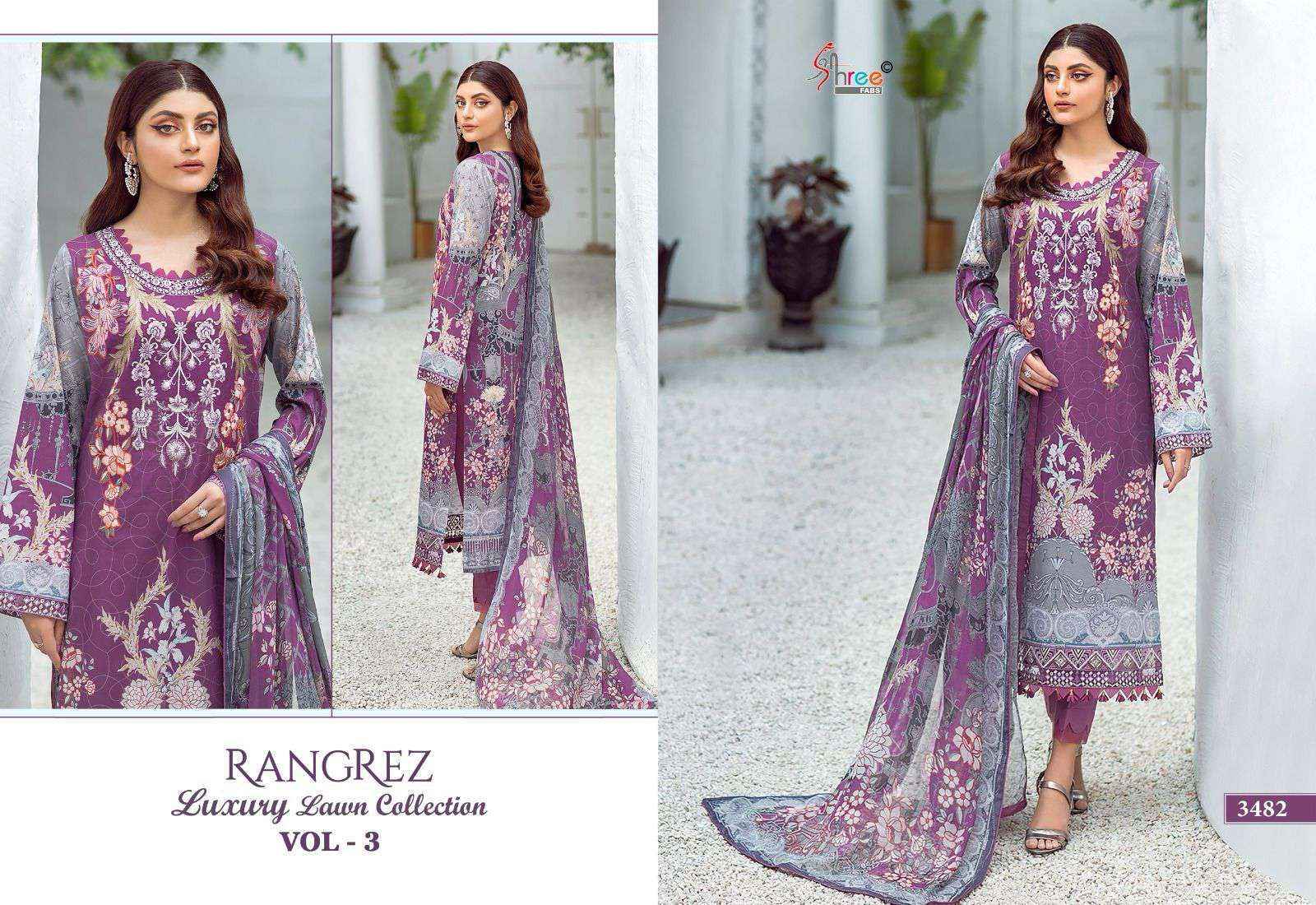 Shree Fabs Rangrez Luxury Lawn Collection Vol 3 Cotton Pakistani Suit Dealers (4 pcs catalog )