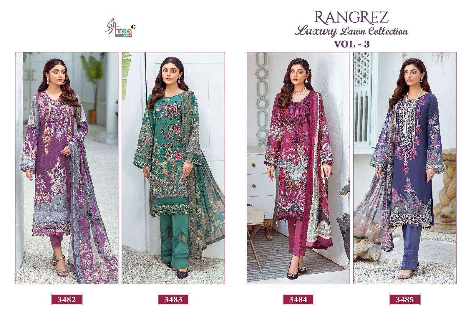 Shree Fabs Rangrez Luxury Lawn Collection Vol 3 Cotton Pakistani Suit Dealers (4 pcs catalog )