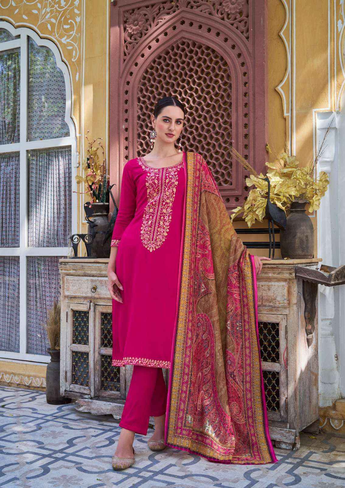 THE HERMITAGE SHOP BEGUM RAYON DESIGNER SUITS ( 5 PCS CATALOG )