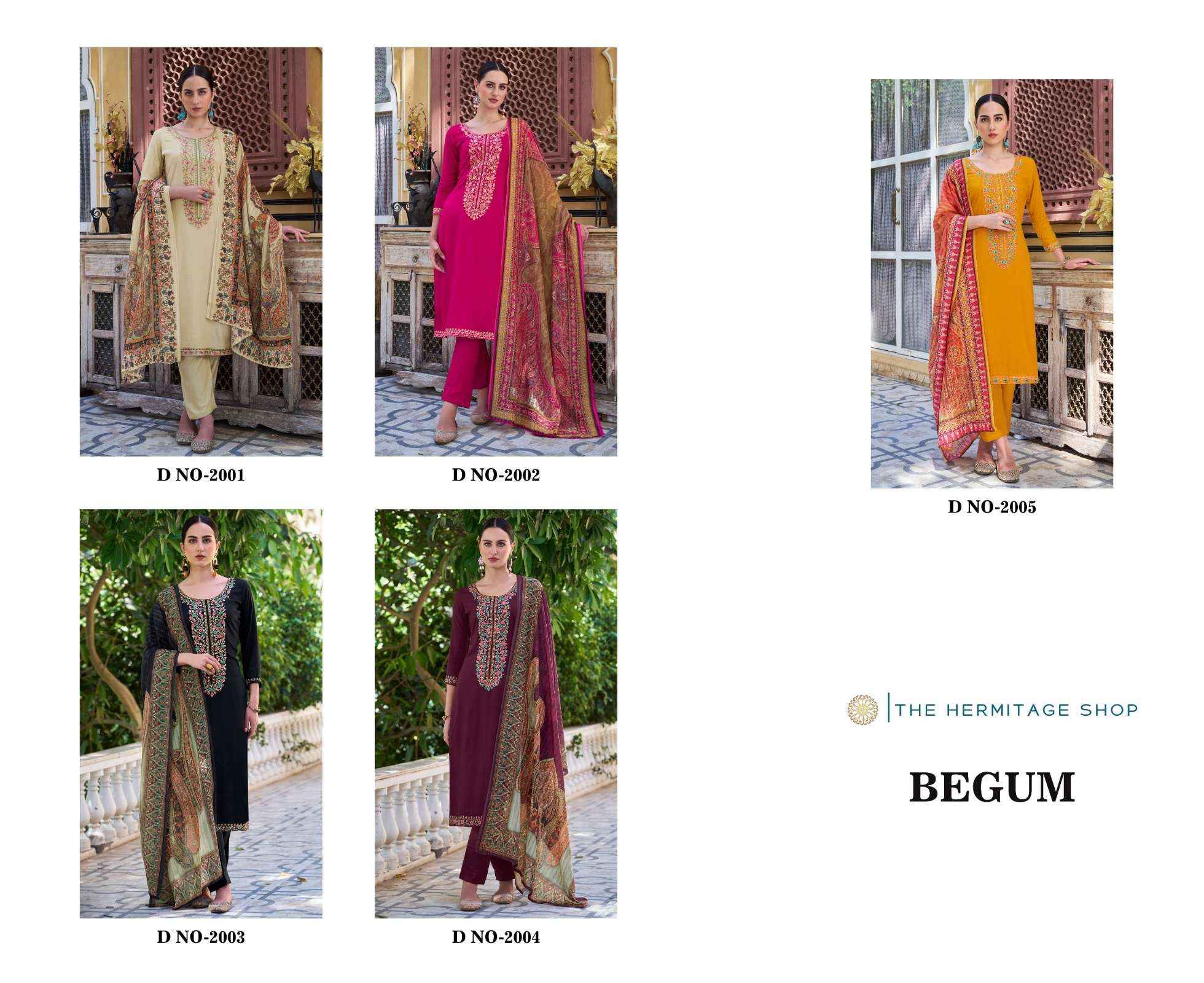 THE HERMITAGE SHOP BEGUM RAYON DESIGNER SUITS ( 5 PCS CATALOG )
