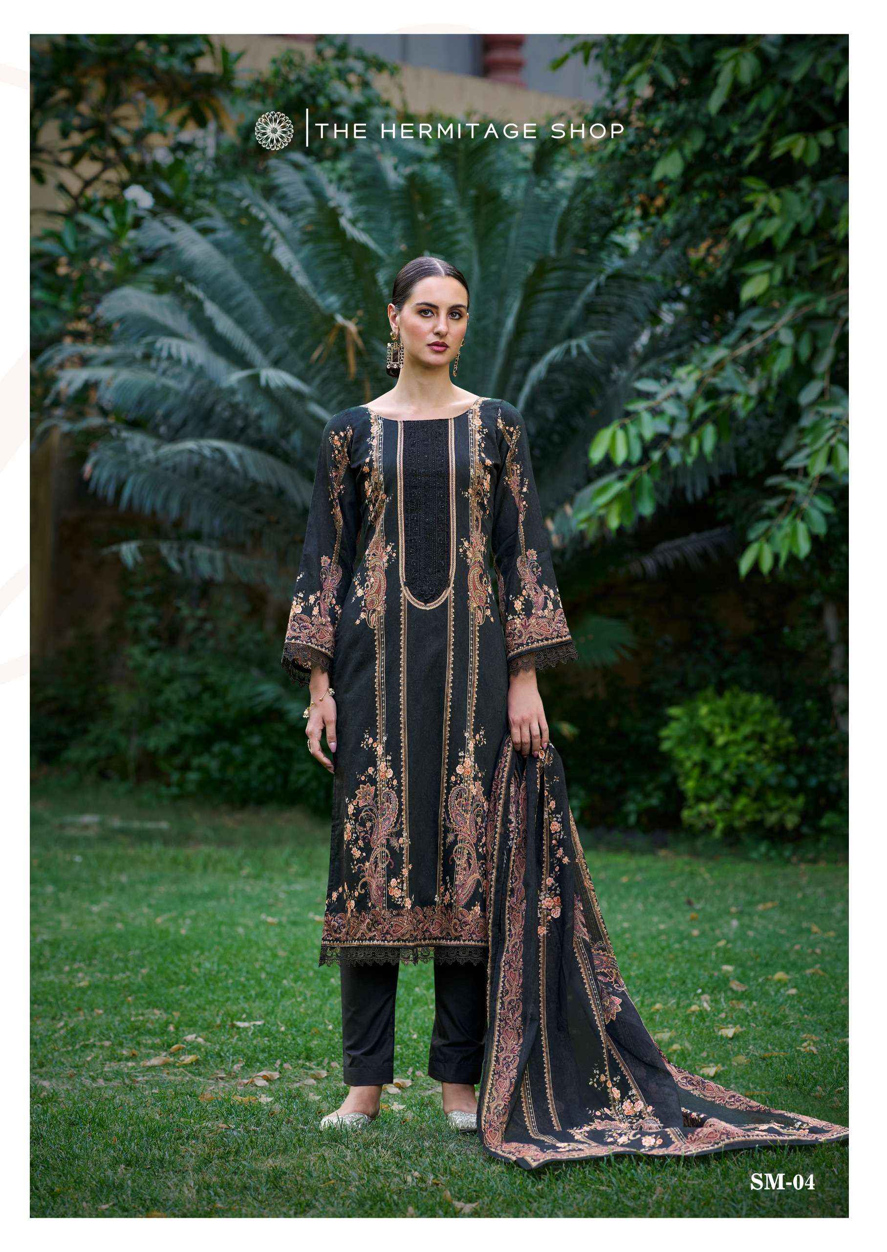 THE HERMITAGE SHOP SHAMIANA LAWN COTTON DESIGNER SUITS ( 6 PCS CATALOG )