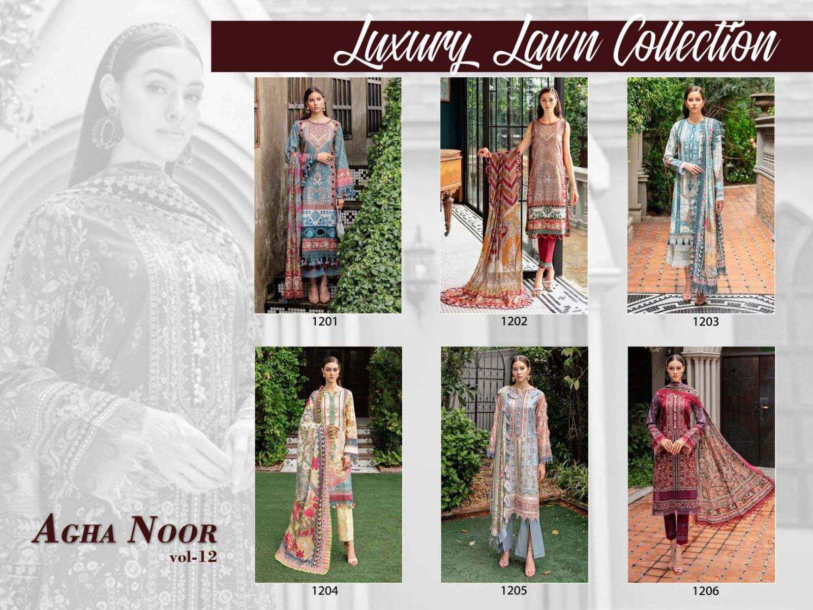 AGHA NOOR LUXURY LAWN COLLECTION VOL 12 PAKISTANI SUIT ( 6 PCS CATALOG )