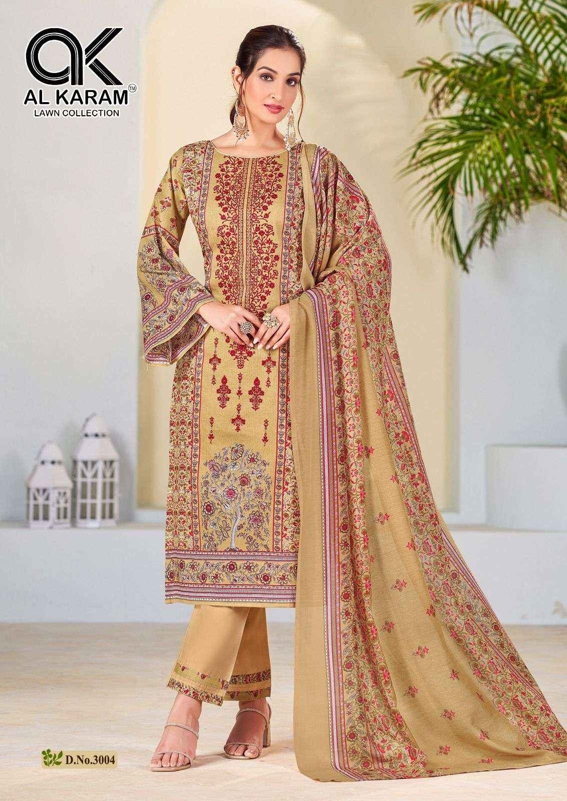 AL KARAM BIN UBAID EMBROIDERED COLLECTION VOL 3 LAWN COTTON SUIT ( 6 PCS CATALOG )