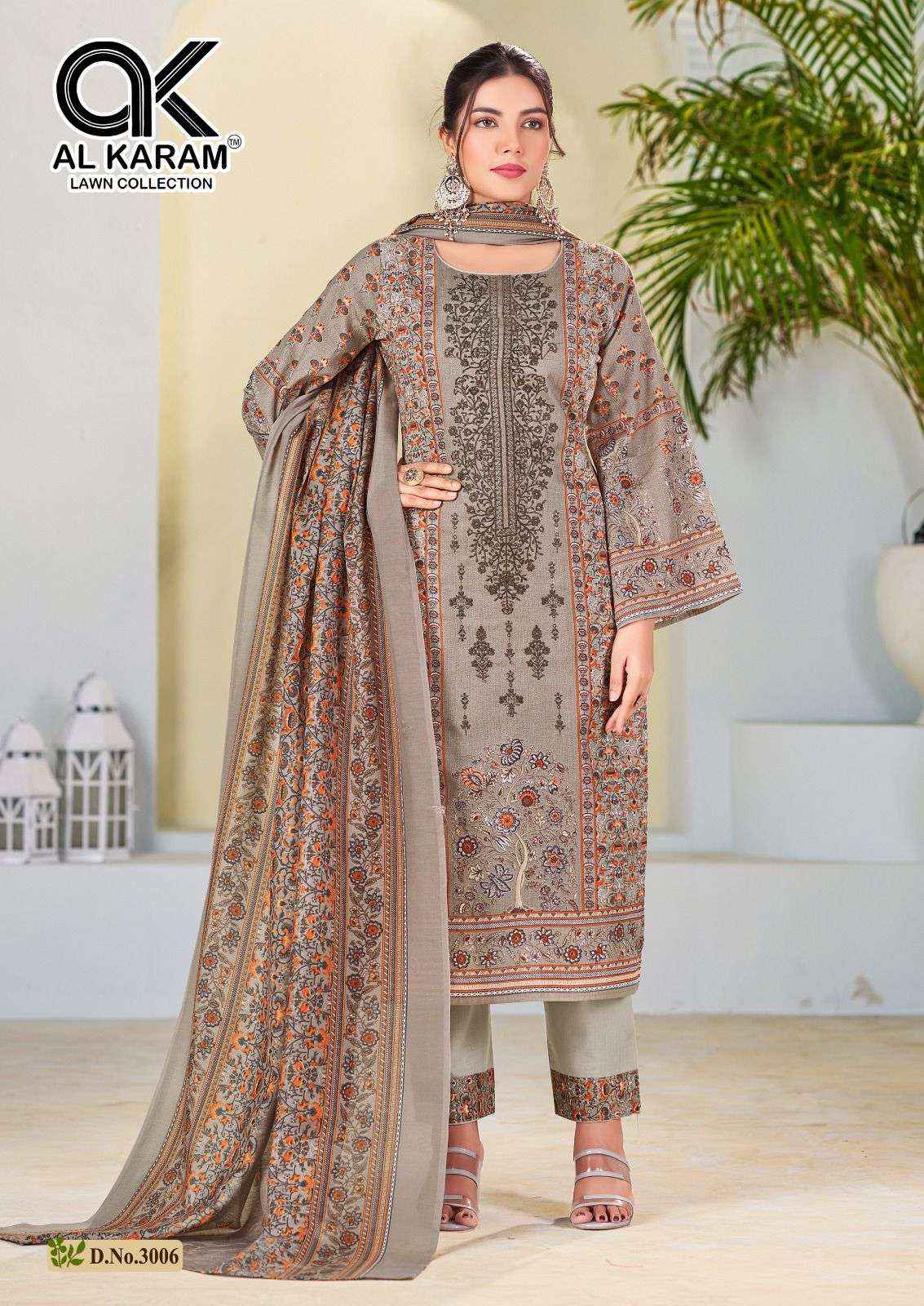 AL KARAM BIN UBAID EMBROIDERED COLLECTION VOL 3 LAWN COTTON SUIT ( 6 PCS CATALOG )