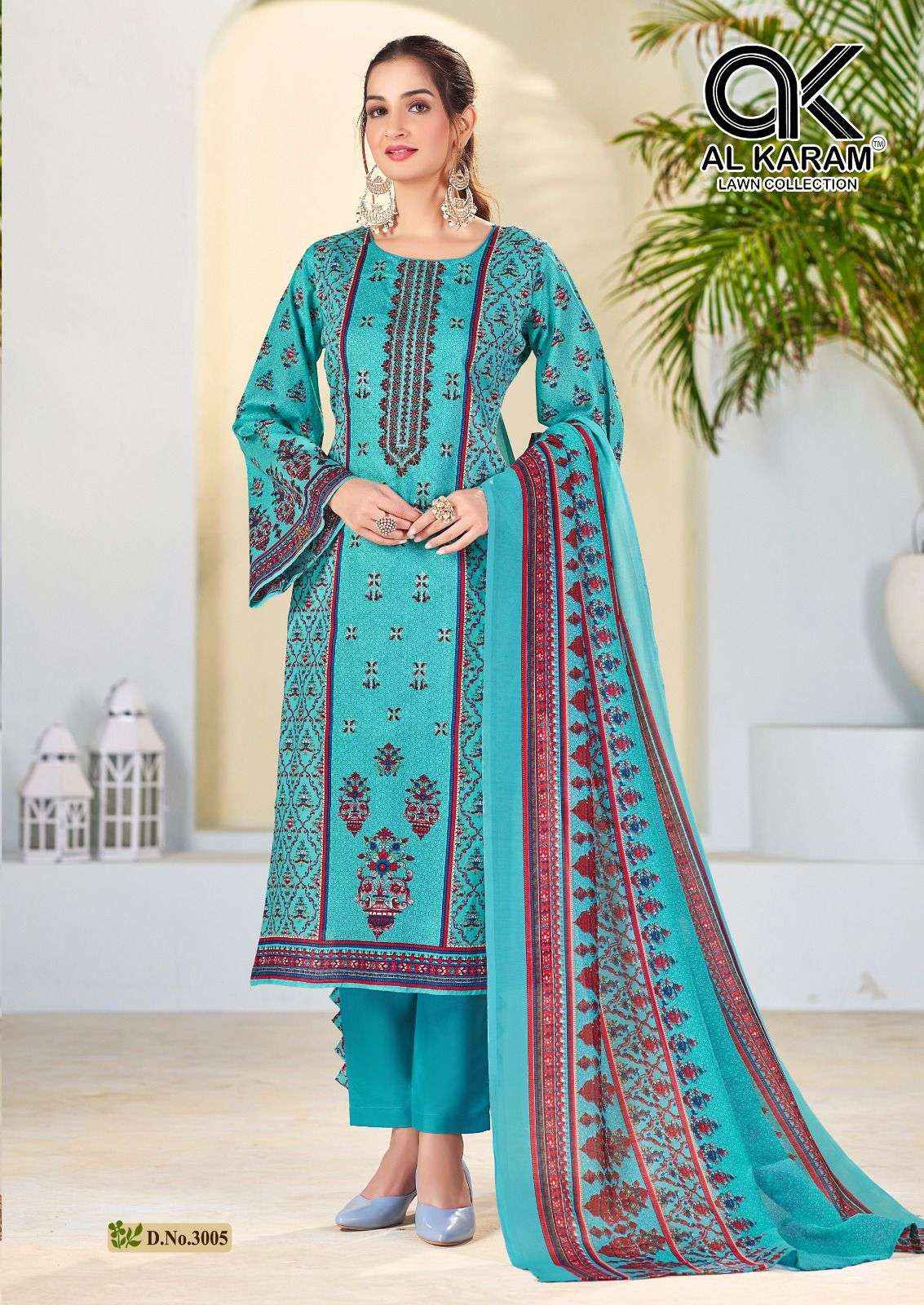 AL KARAM BIN UBAID EMBROIDERED COLLECTION VOL 3 LAWN COTTON SUIT ( 6 PCS CATALOG )