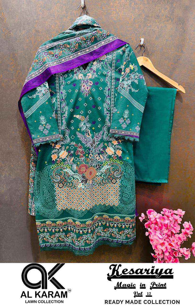 AL KARAM KESARIYA MAGIC IN PRINT VOL 12 READYMADE SUITS ( 6 PCS CATALOG )