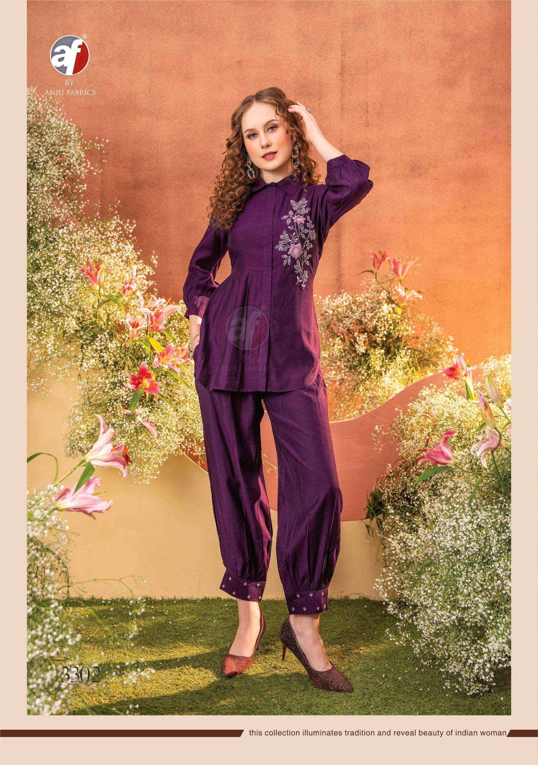 ANJU FABRICS FUSION VOL 4 VISCOSE FANCY PARTY WEAR CORD SET ( 6 PCS CATALOG )