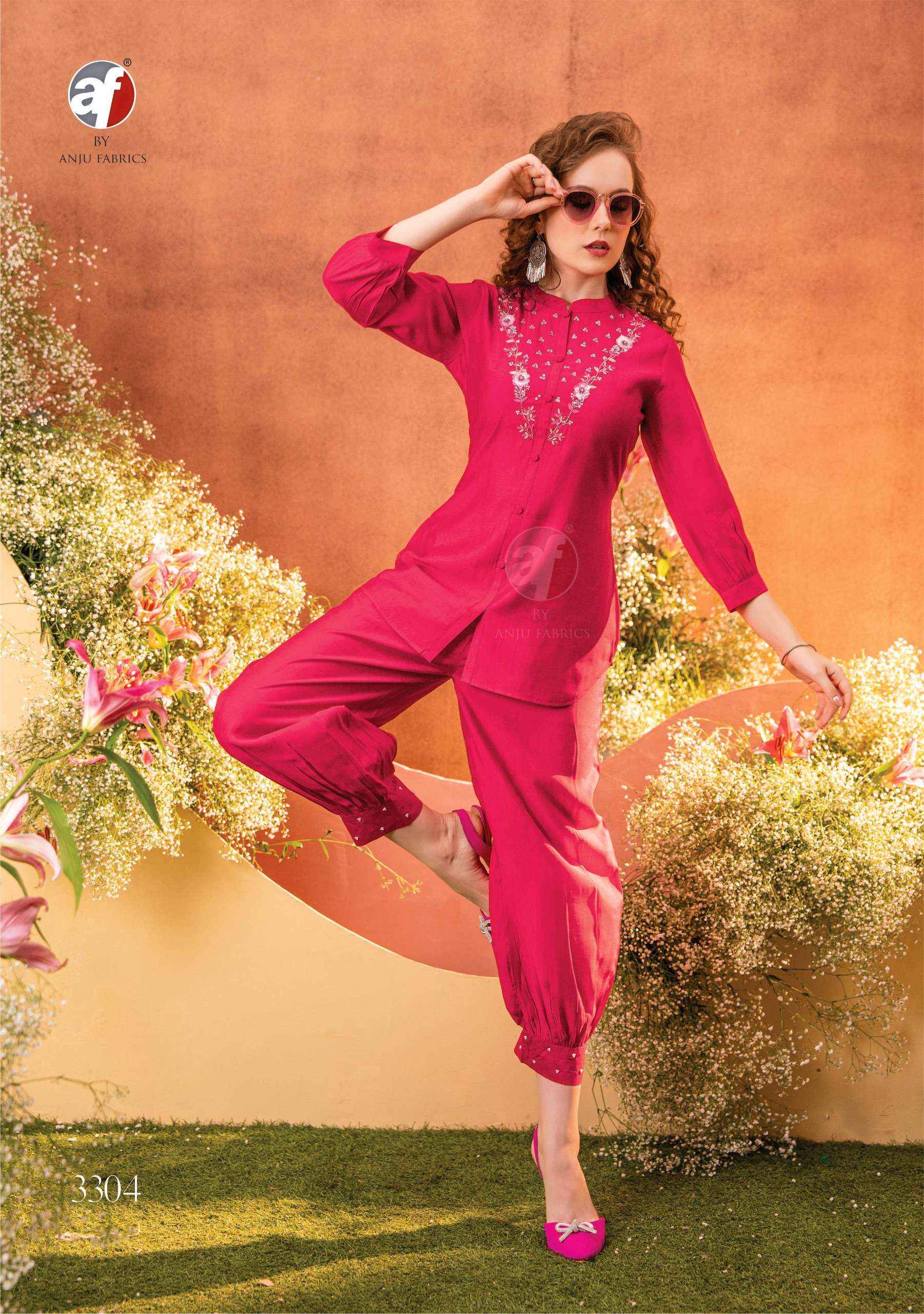ANJU FABRICS FUSION VOL 4 VISCOSE FANCY PARTY WEAR CORD SET ( 6 PCS CATALOG )