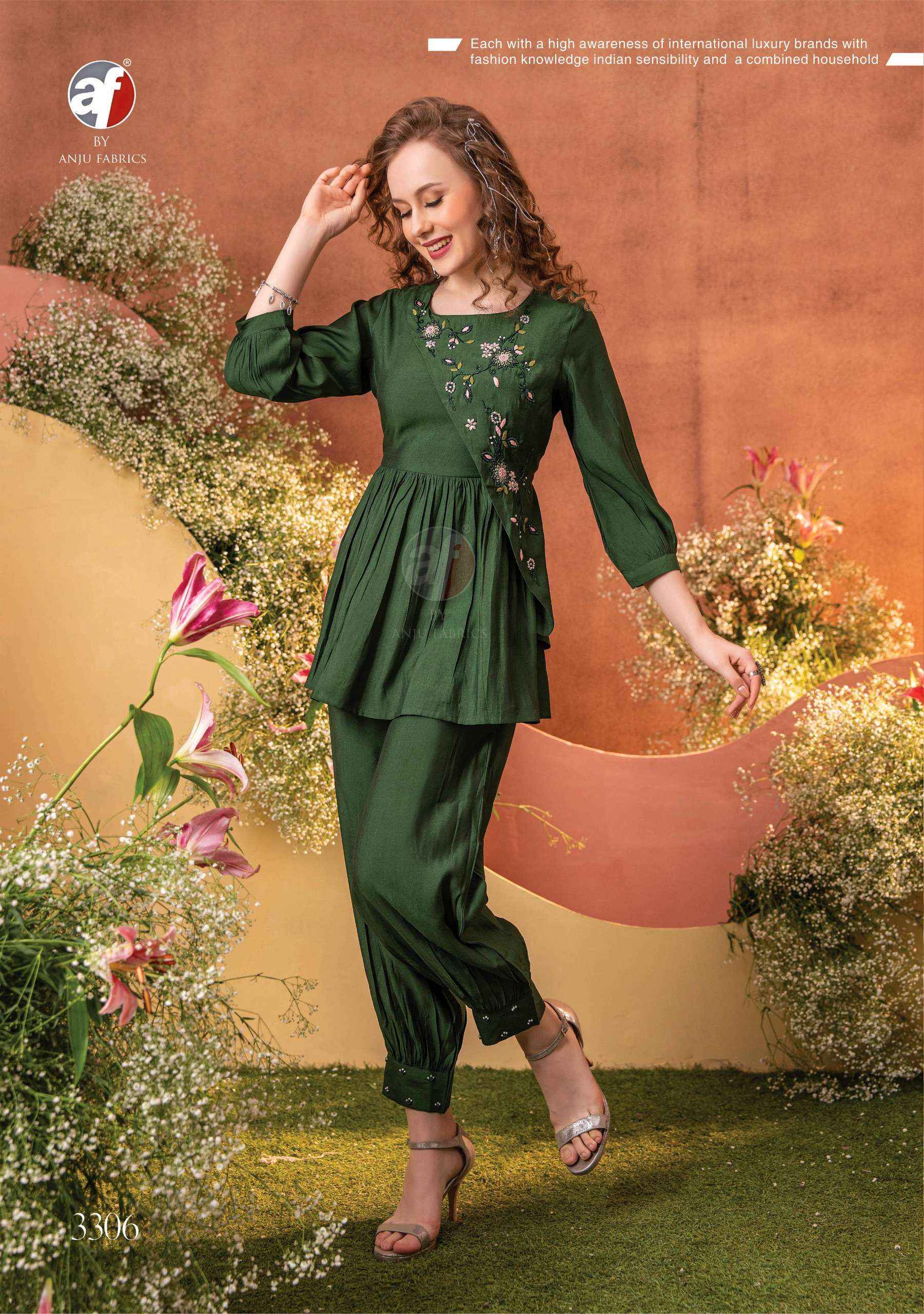 ANJU FABRICS FUSION VOL 4 VISCOSE FANCY PARTY WEAR CORD SET ( 6 PCS CATALOG )