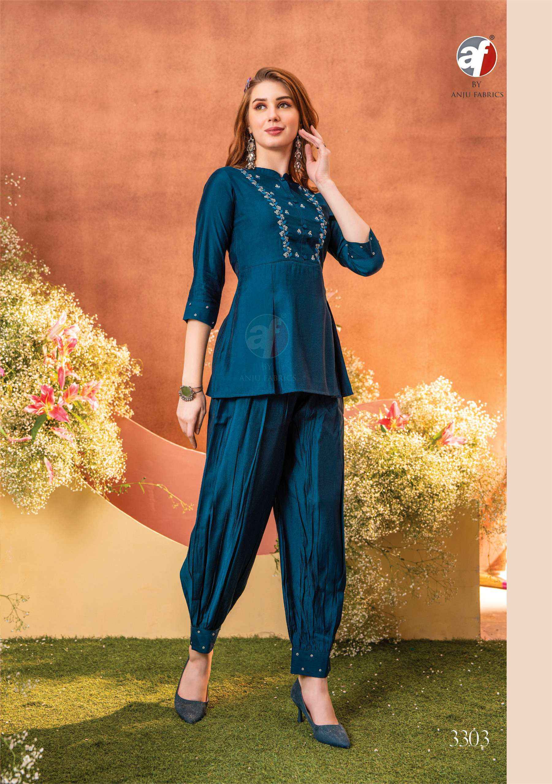 ANJU FABRICS FUSION VOL 4 VISCOSE FANCY PARTY WEAR CORD SET ( 6 PCS CATALOG )
