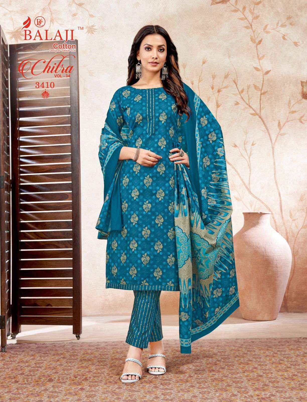 BALAJI COTTON CHITRA VOL 34 COTTON SALWAR SUIT ( 12 PCS CATALOG )