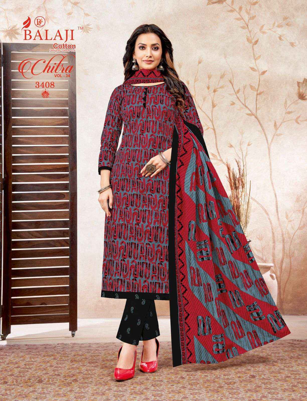 BALAJI COTTON CHITRA VOL 34 COTTON SALWAR SUIT ( 12 PCS CATALOG )