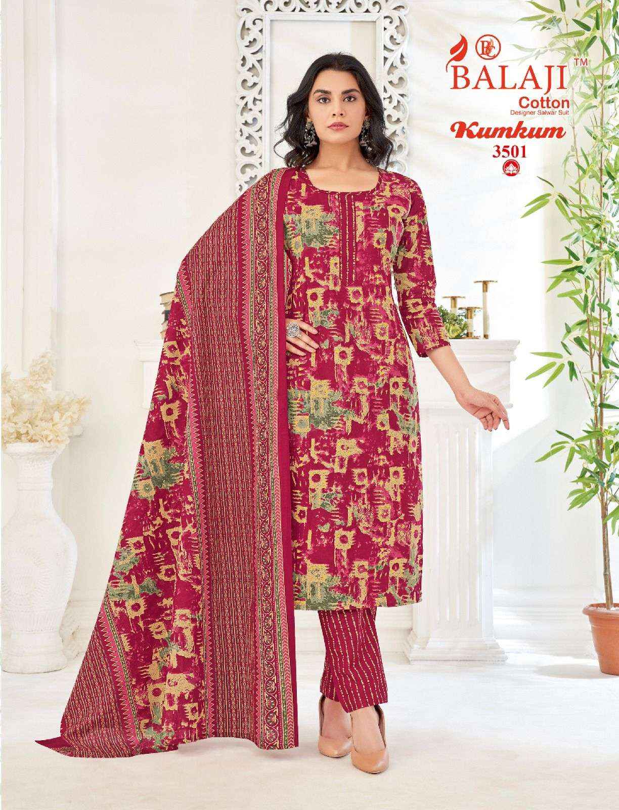 BALAJI COTTON KUMKUM VOL 35 PURE COTTON SUITS ( 12 PCS CATALOG )