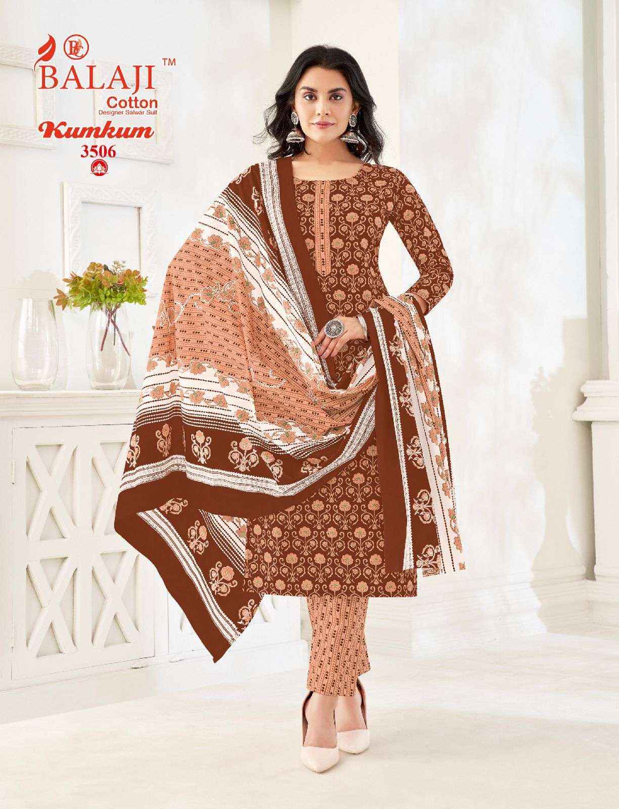 BALAJI COTTON KUMKUM VOL 35 PURE COTTON SUITS ( 12 PCS CATALOG )