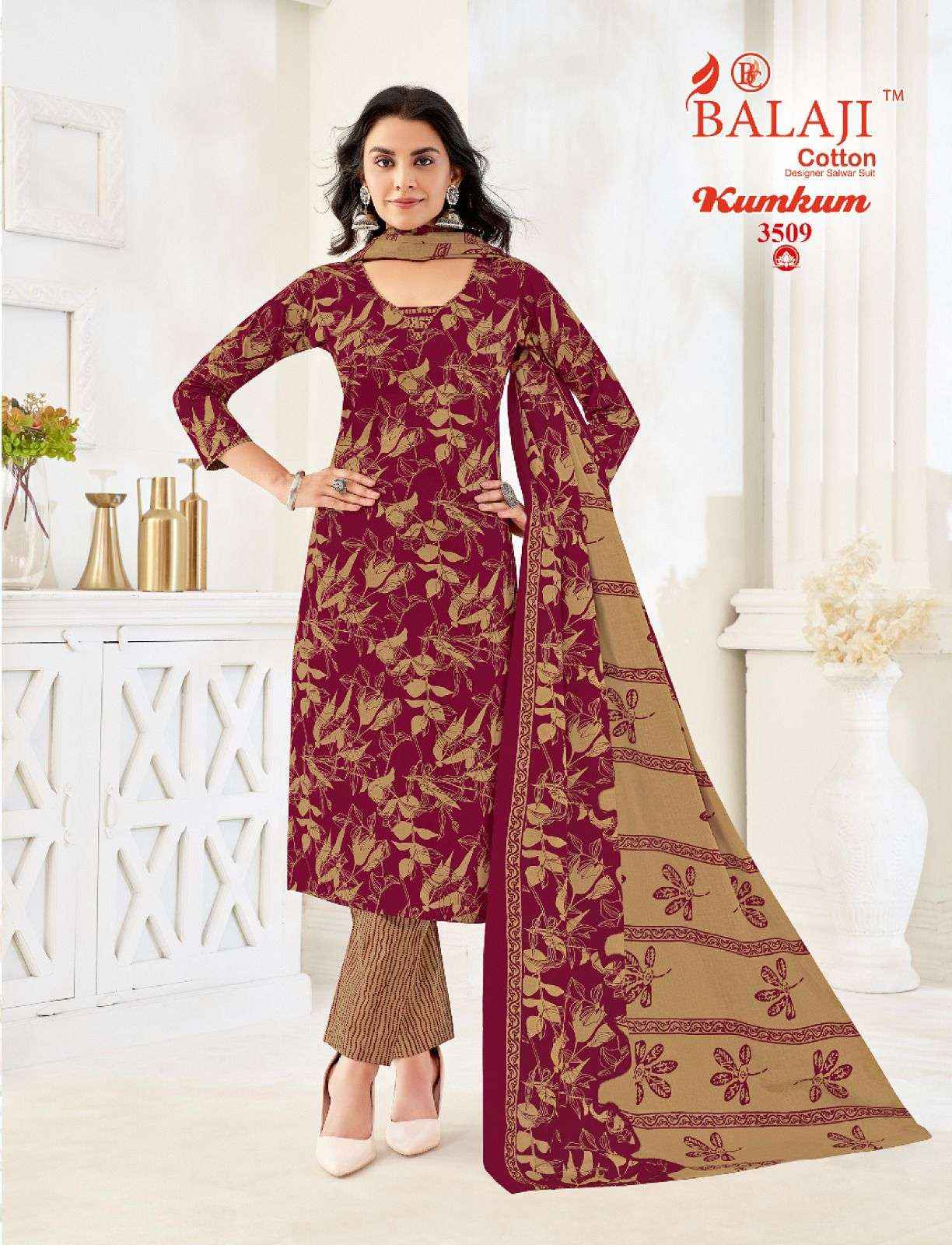 BALAJI COTTON KUMKUM VOL 35 PURE COTTON SUITS ( 12 PCS CATALOG )