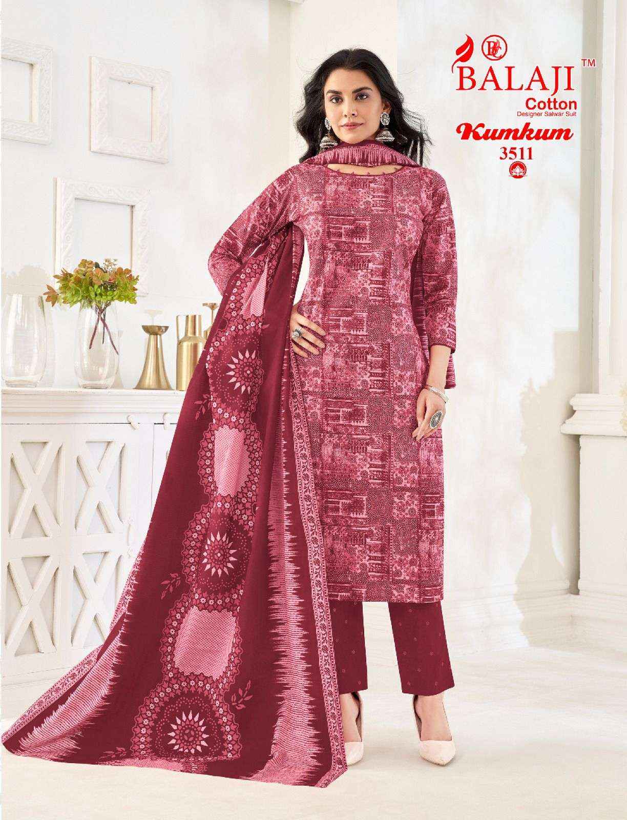 BALAJI COTTON KUMKUM VOL 35 PURE COTTON SUITS ( 12 PCS CATALOG )