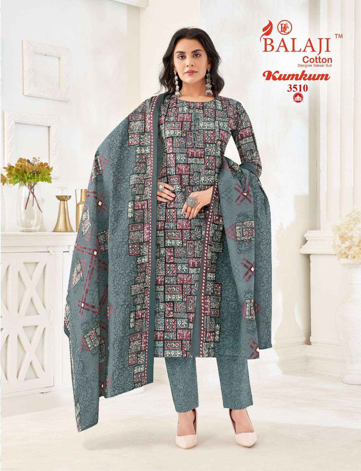 BALAJI COTTON KUMKUM VOL 35 PURE COTTON SUITS ( 12 PCS CATALOG )