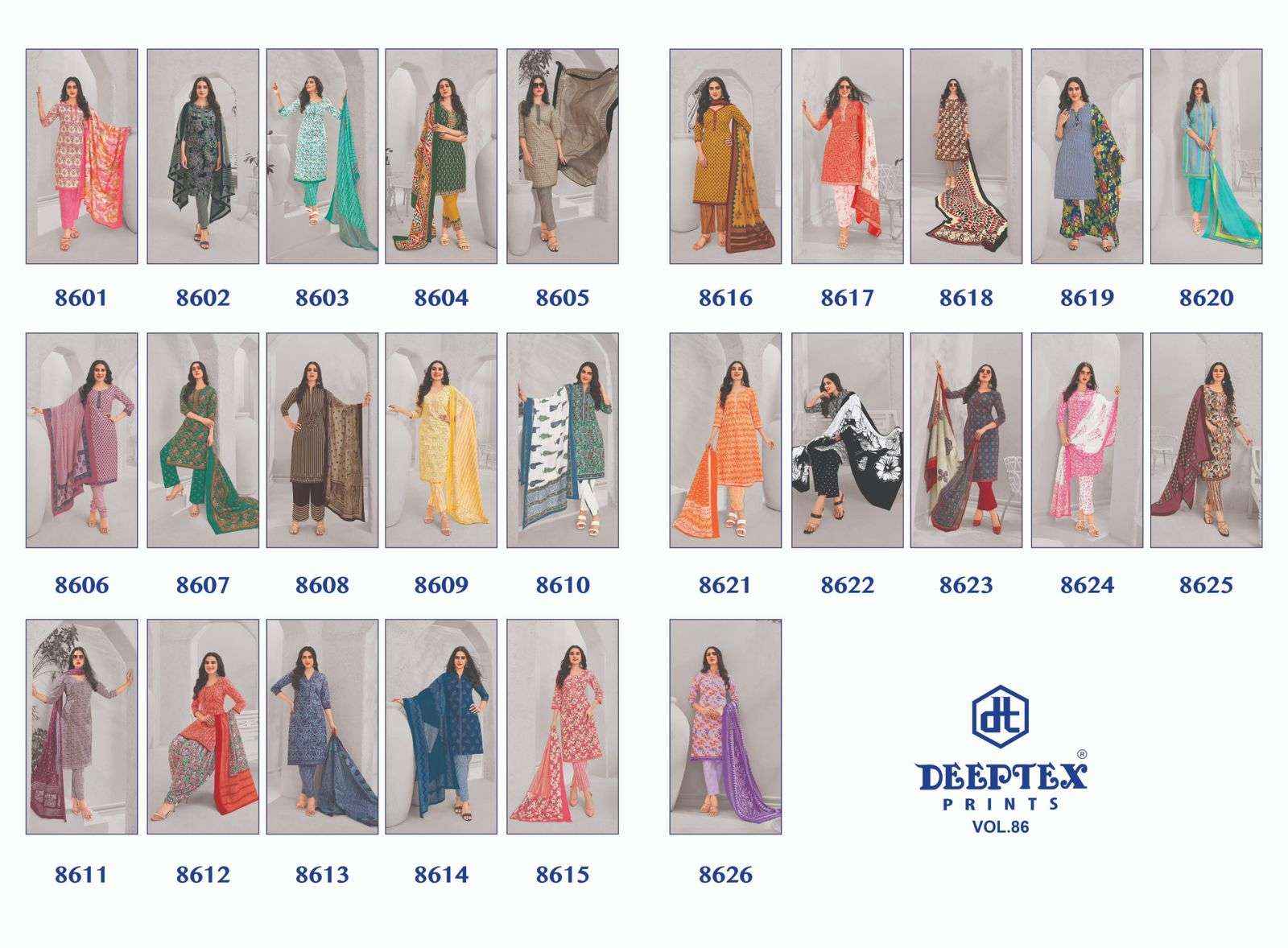 DEEPTEX PRINTS MISS INDIA VOL-86 PURE COTTON SALWAR KAMEEZ ( 26 PCS CATALOG )