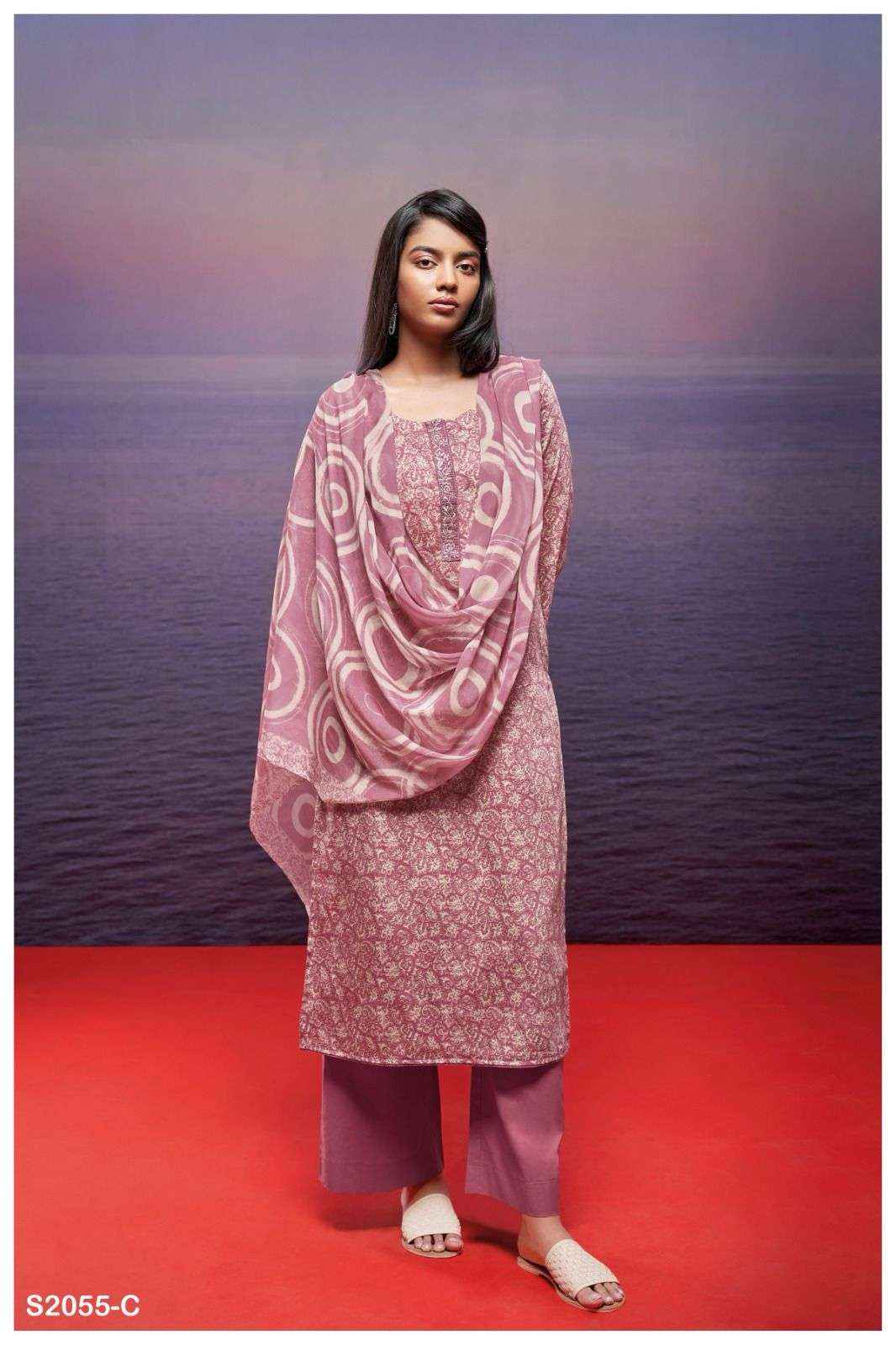 Ganga Gala 2055 Premium Satin Cotton Exclusive Branded Suits New Collection ( 4 PCS CATALOG )