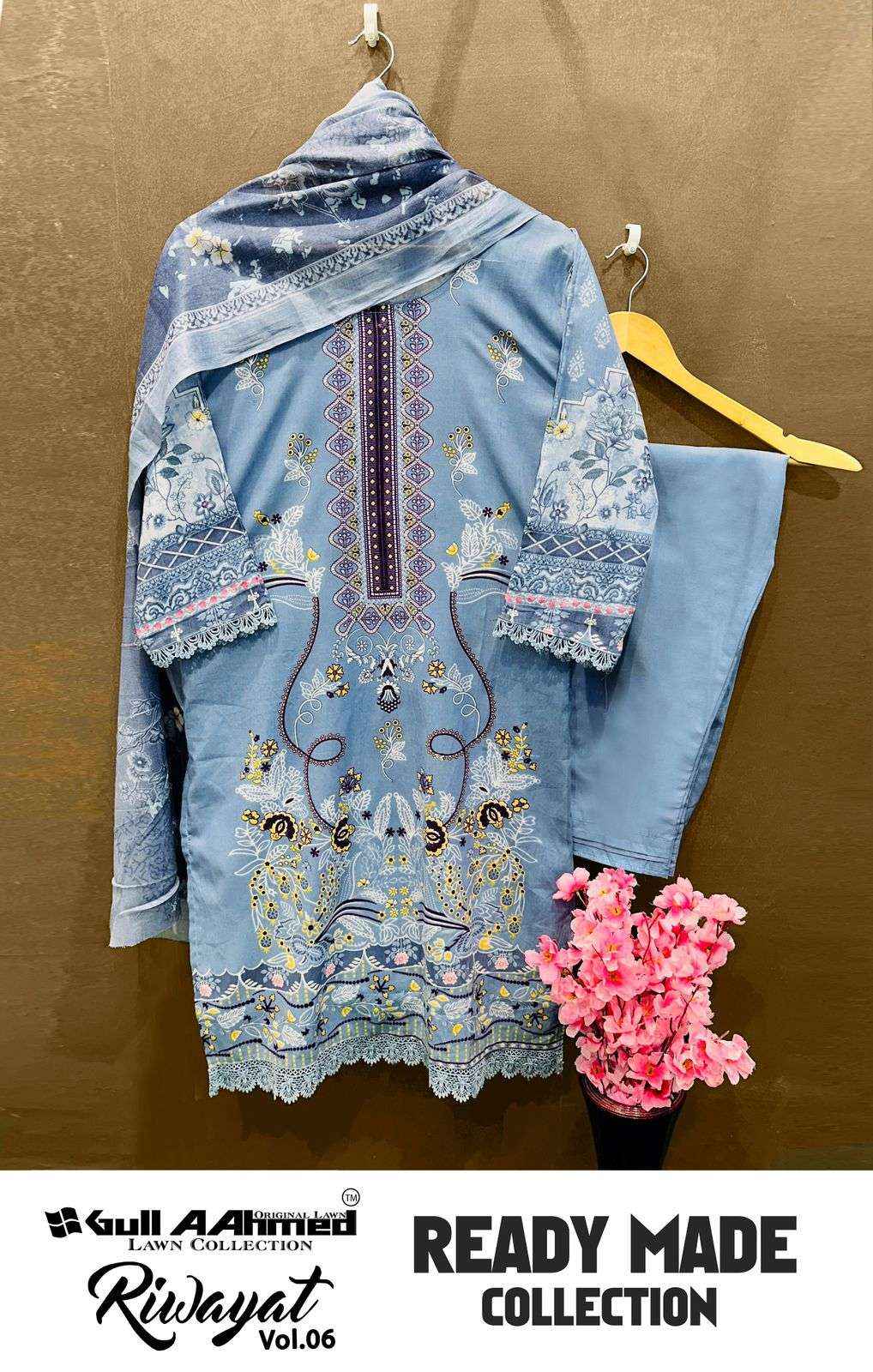 GULL AAHMED RIWAYAT VOL 6 SUIT LAWN COTTON READYMADE SUIT ( 6 PCS CATALOG )