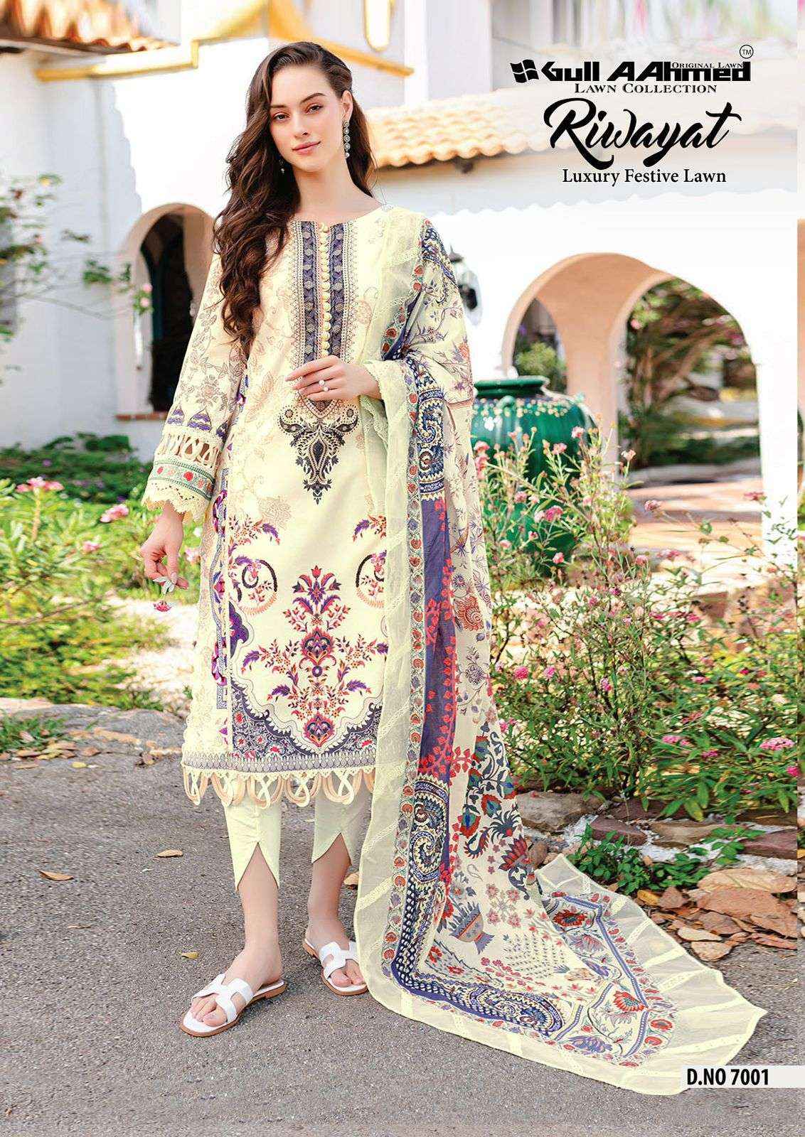 GULL AAHMED RIWAYAT VOL 7 LAWN COTTON PAKISTANI DRESS MATERIAL ( 6 PCS CATALOG )