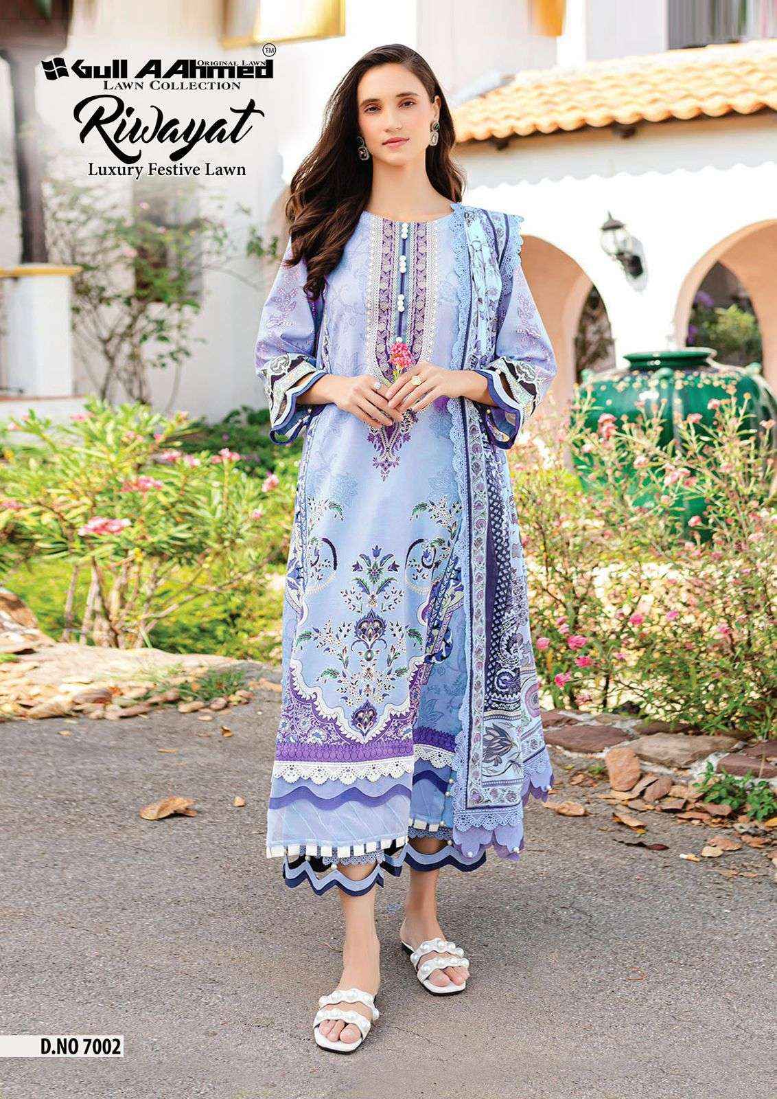 GULL AAHMED RIWAYAT VOL 7 LAWN COTTON PAKISTANI DRESS MATERIAL ( 6 PCS CATALOG )