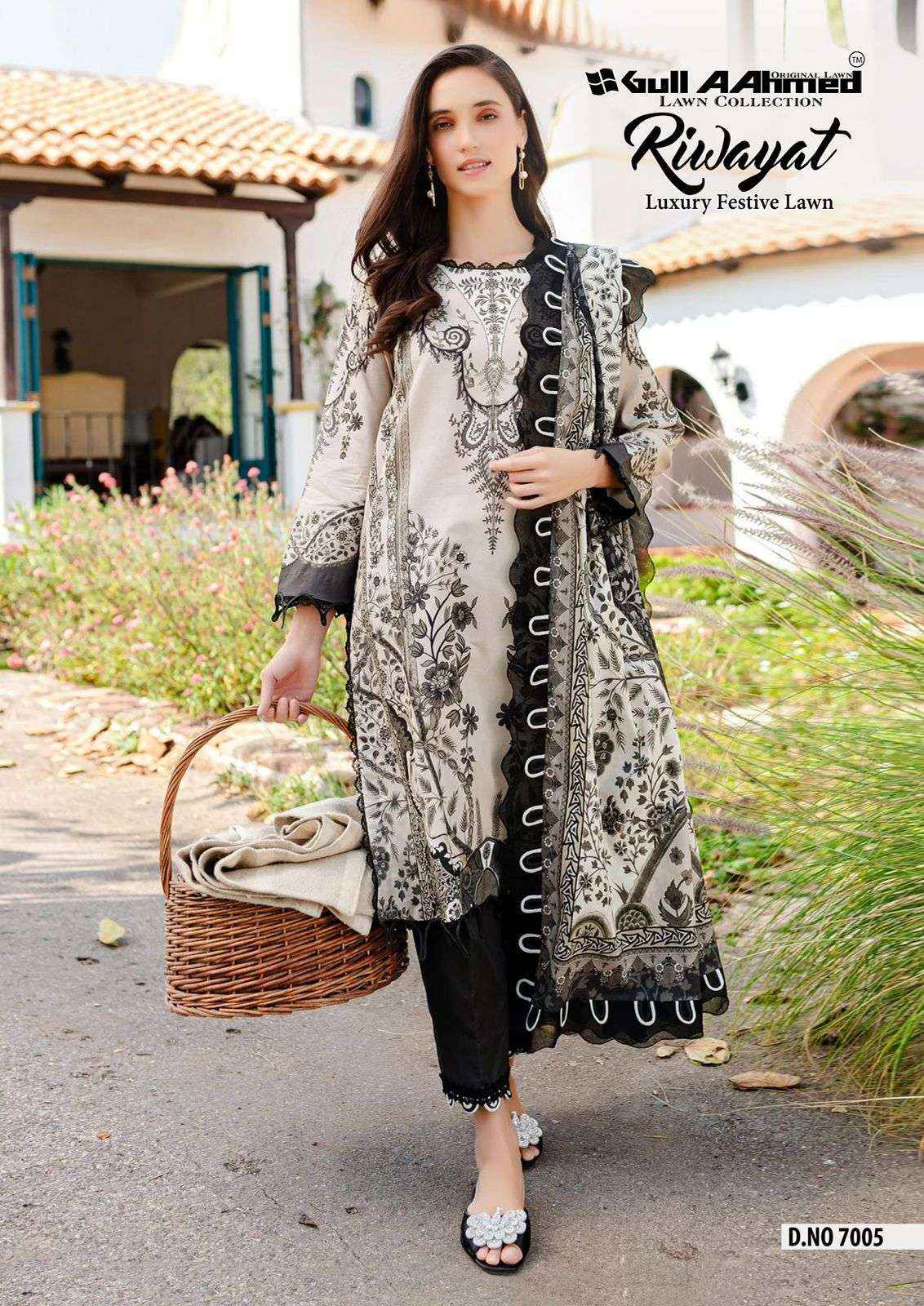 GULL AAHMED RIWAYAT VOL 7 LAWN COTTON PAKISTANI DRESS MATERIAL ( 6 PCS CATALOG )