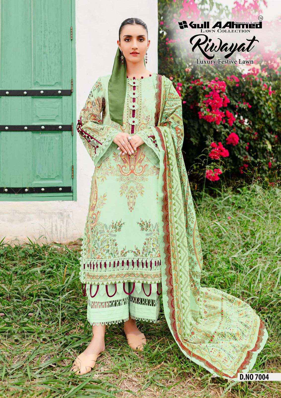 GULL AAHMED RIWAYAT VOL 7 LAWN COTTON PAKISTANI DRESS MATERIAL ( 6 PCS CATALOG )