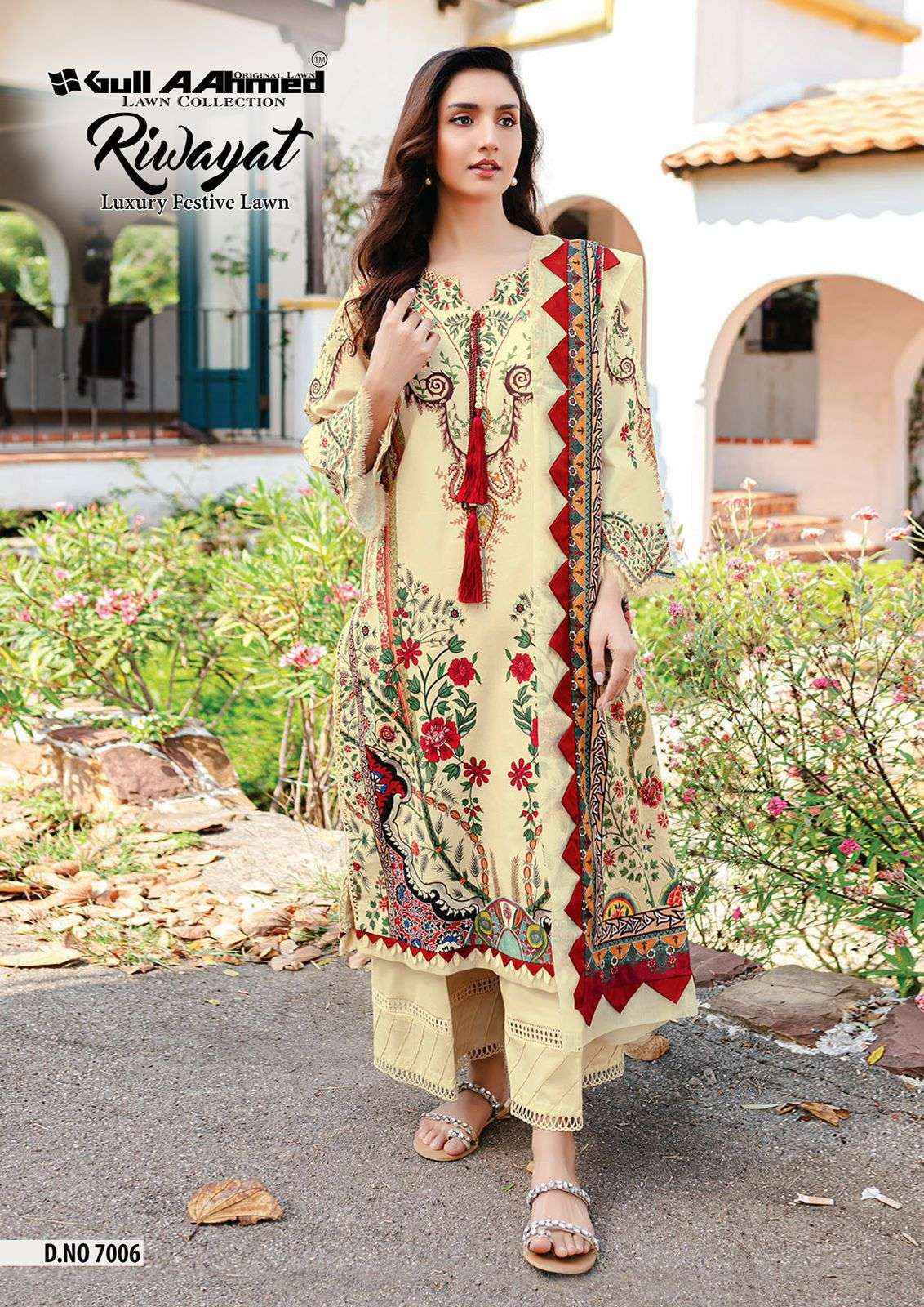 GULL AAHMED RIWAYAT VOL 7 LAWN COTTON PAKISTANI DRESS MATERIAL ( 6 PCS CATALOG )