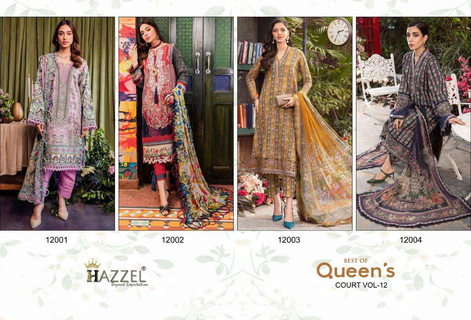 HAZZEL FIRDOUS QUEENS COURT VOL 12 COTTON PAKISTANI SUITS ( 4 PCS CATALOG )