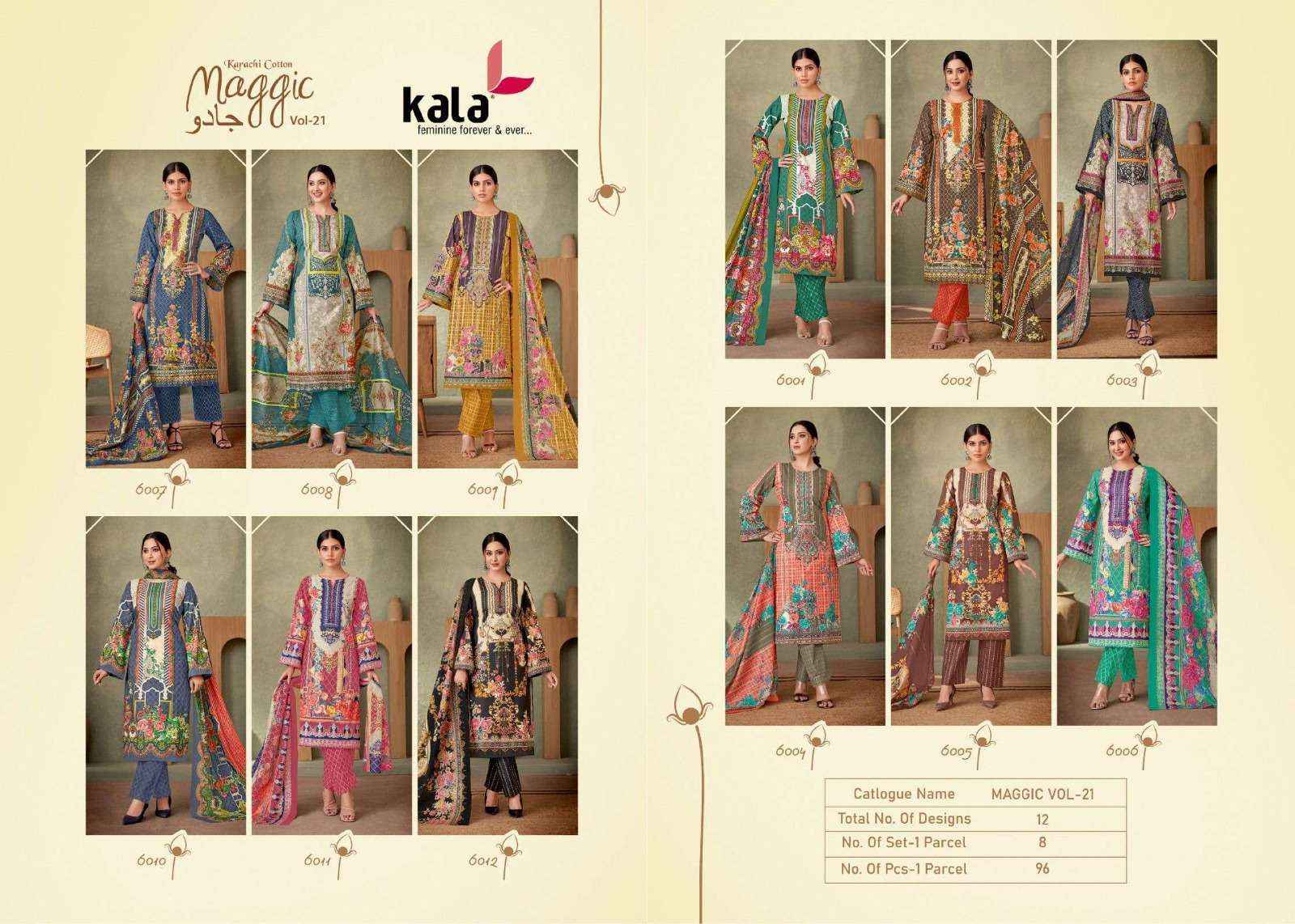 KALA FASHION MAGGIC VOL 21 COTTON KARACHI SUIT ( 12 pCS CATALOG )