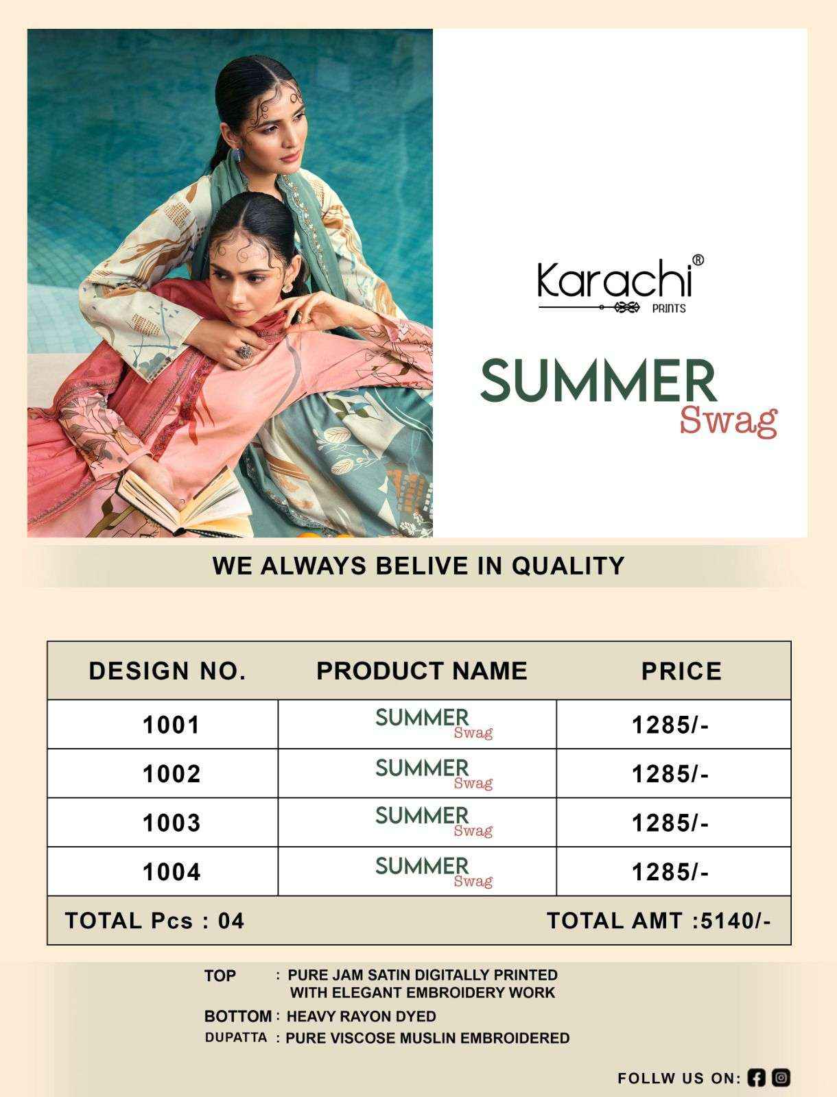 Karachi Prints Kesar Summer Swag Pure Jam Suits ( 4 Pcs Catalog ) 