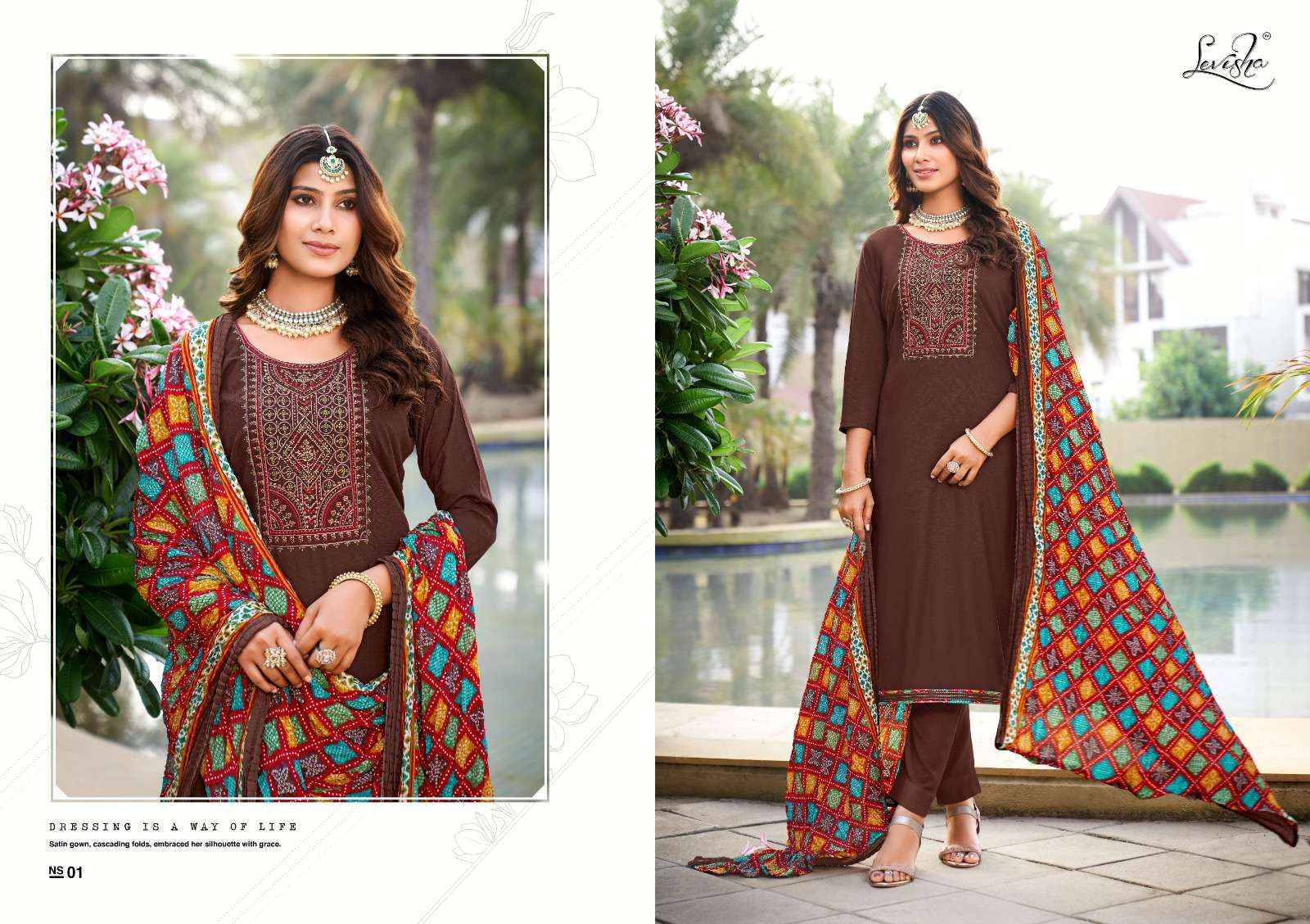 LEVISHA NIVISHA VOL 9 RAYON FANCY EMBROIDERY WORK SUITS ( 8 PCS CATALOG )
