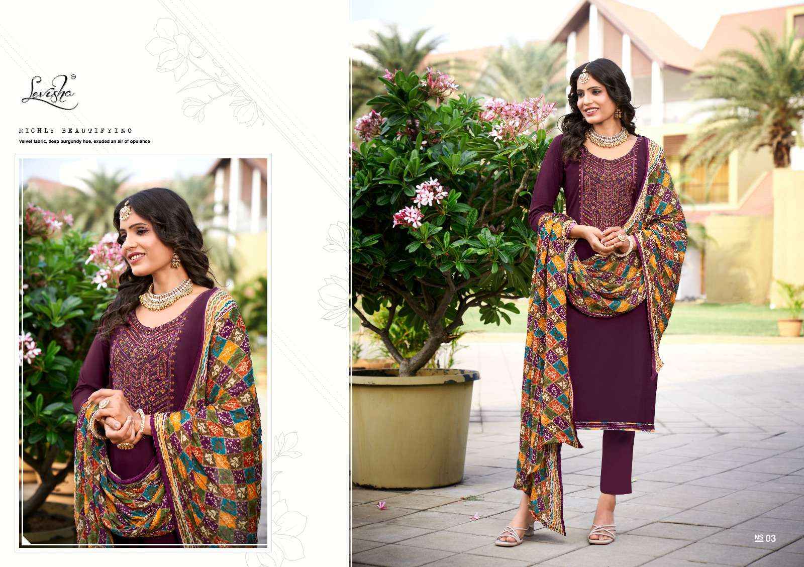 LEVISHA NIVISHA VOL 9 RAYON FANCY EMBROIDERY WORK SUITS ( 8 PCS CATALOG )