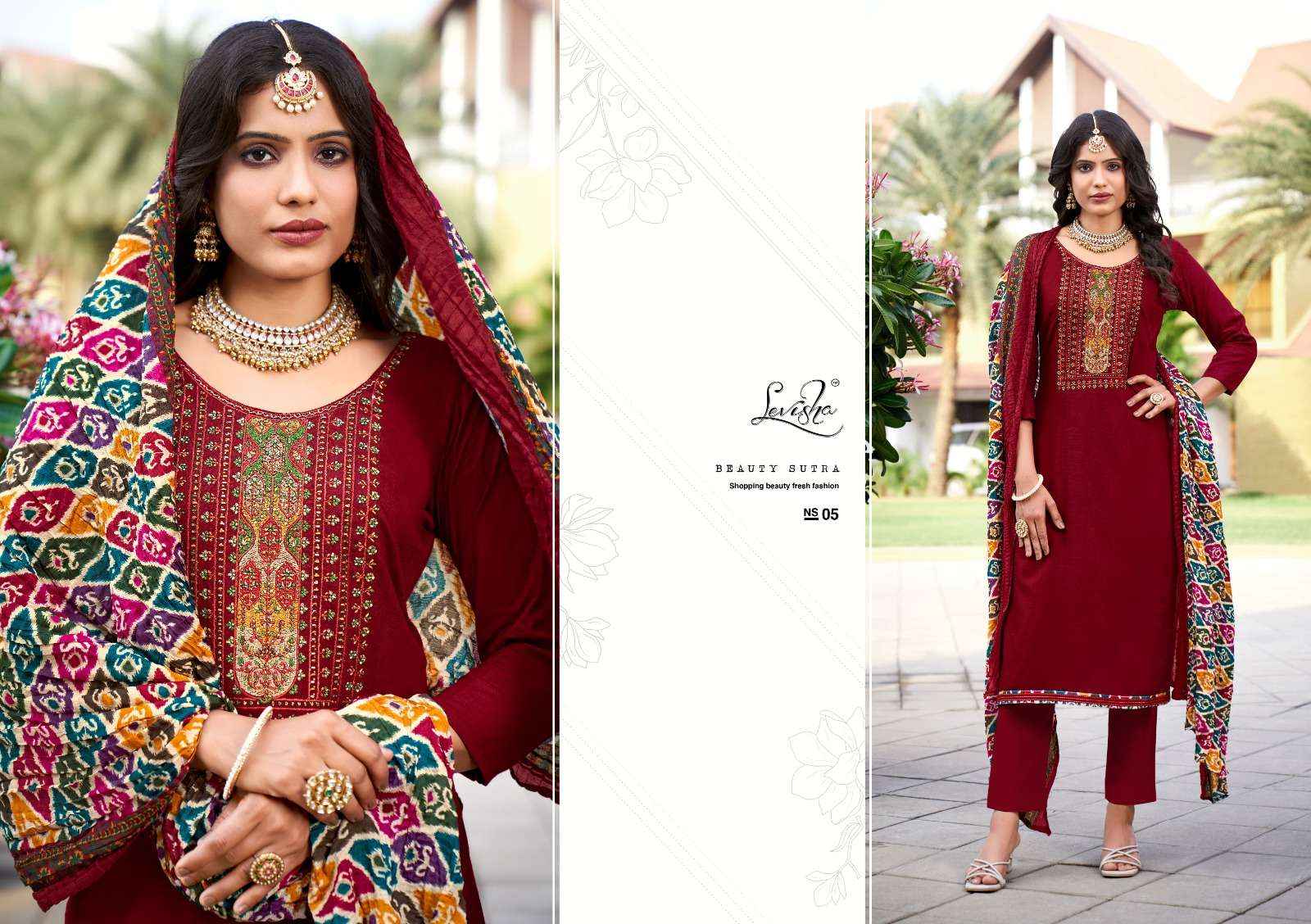 LEVISHA NIVISHA VOL 9 RAYON FANCY EMBROIDERY WORK SUITS ( 8 PCS CATALOG )