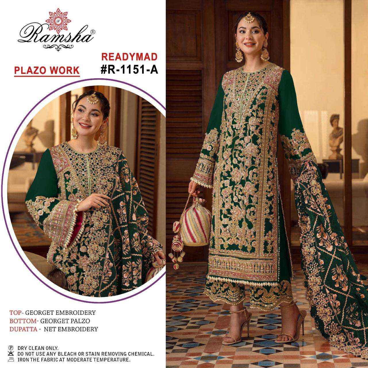 RAMSHA R 1151 GEORGETTE HEAVY BEAUTIFUL DESIGNER SUIT ( 4 PCS CATALOG )