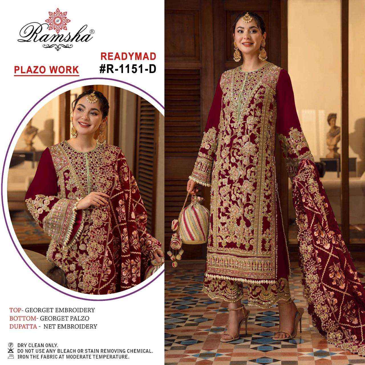 RAMSHA R 1151 GEORGETTE HEAVY BEAUTIFUL DESIGNER SUIT ( 4 PCS CATALOG )