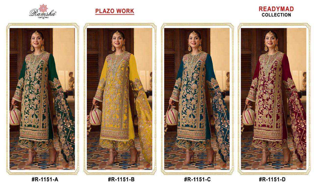 RAMSHA R 1151 GEORGETTE HEAVY BEAUTIFUL DESIGNER SUIT ( 4 PCS CATALOG )