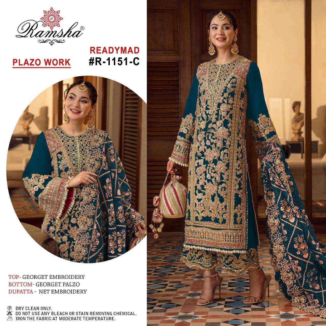 RAMSHA R 1151 GEORGETTE HEAVY BEAUTIFUL DESIGNER SUIT ( 4 PCS CATALOG )