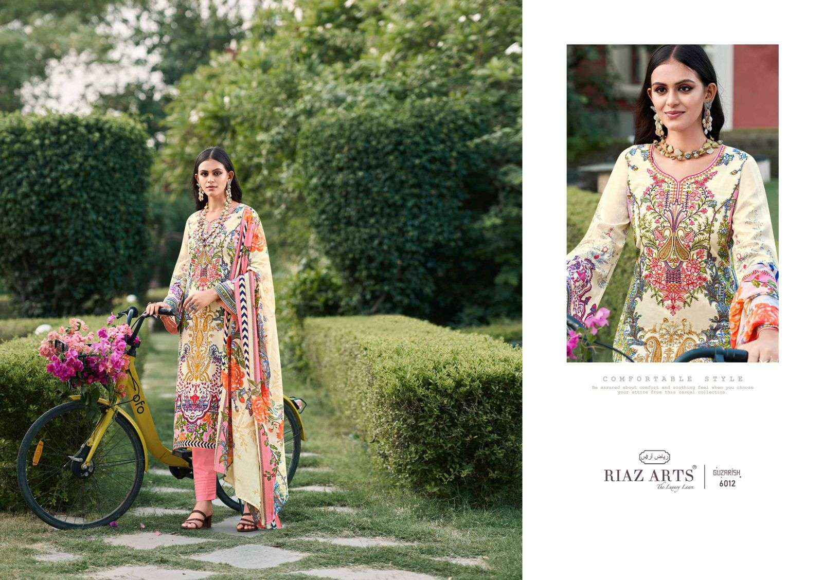 Riaz Arts Guzarish Pure Lawn Pakistani Pattern Cotton Suit Exporter  (6 pcs catalog )