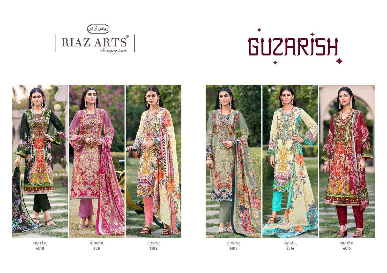 Riaz Arts Guzarish Pure Lawn Pakistani Pattern Cotton Suit Exporter  (6 pcs catalog )