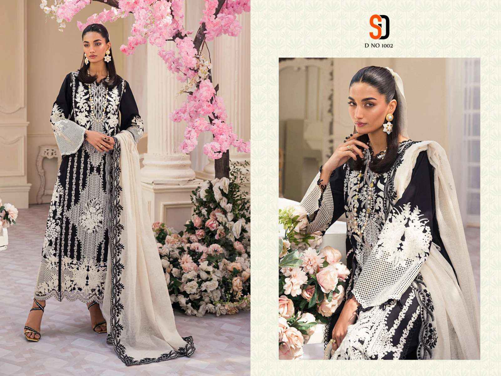 SHRADDHA DESIGNER CRIMSON BLACK COLLECTION COTTON EMBROIDERED SUIT ( 4 PCS CATALOG )